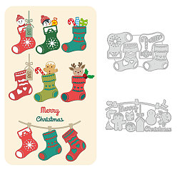 Christmas Sock Pattern Углеродистая сталь разрезает трафареты, для diy scrapbooking, Фотоальбом, декоративная бумага для тиснения, цвет нержавеющей стали, рождественские носки, 89~106x165~179x0.8 мм, 2 шт / комплект