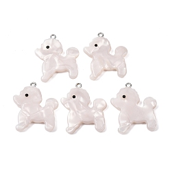 Собака Непрозрачные подвески из ацетата целлюлозы (смолы), с платиновым железным обручем, собачий шарм, 33.5x29x4.5 мм, отверстие : 2 мм