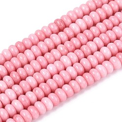 Ярко-Розовый Нити из окрашенных стеклянных бусин с эффектом омбре, имитация нефрита, рондель, ярко-розовый, 4~4.5x2.5 мм, отверстие : 0.6~0.7 мм, около 142~152 шт / нитка, 14.57~15.55'' (37~39.5 см)