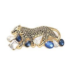 Черный Алмаз Броши из цинкового сплава со стразами в виде гепарда, черный алмаз, 27.5x64.5 мм