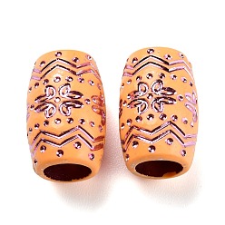 Бледно-Розовый Пластиковые шарики, имитация дерева, большое отверстие, для африканских косичек в стиле регги для волос, баррель с цветком, розовый жемчуг, 20x13 мм, отверстие : 8 мм