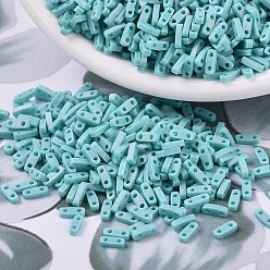 (QTL412FR) Matte Opaque Turquoise Green AB MIYUKI Quarter TILA Beads, Japanese Seed Beads, 2-Hole, (QTL412FR) Matte Opaque Turquoise Green AB, 5x1.2x1.9mm, Hole: 0.8mm, about 24000pcs/500g