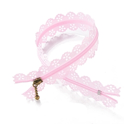 Pink Нейлоновые кружевные закрытые молнии, для сумок-кошельков, розовые, 20 см