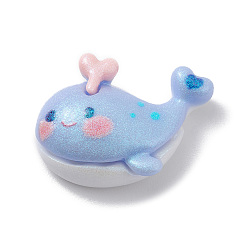 Whale Кабошоны морских животных из непрозрачной смолы на тему океана, блестящие кабошоны, кит, 17x25x9 мм