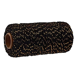 Schwarz Zweifarbige Baumwollfäden, Makramee-Schnur, dekorative Schnurfäden, für DIY, Geschenkverpackung und Schmuckherstellung, Schwarz, 2 mm, ca. 109.36 Yards (100 m)/Rolle