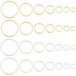 Золотой & Серебряный 28шт 14 латунные соединительные кольца, долговечный, круглые кольца, настоящее 24k золото и 925 покрытие из стерлингового серебра, 6~20x1 мм, внутренний диаметр: 4~18 мм, 2 шт / стиль