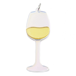 Светло-хаки Печатные акриловые большие подвески, с железным кольцом, кубок, светлый хаки, 59x20x3 мм, отверстие : 5 мм