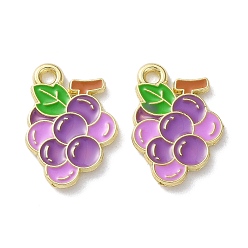 Лиловый Эмалевые подвески из фруктового сплава, винограды, золотой свет, сирень, 17x11.5x1 мм, отверстие : 1.6 мм