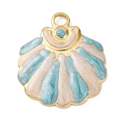 Shell Shape 304 подвески из нержавеющей стали, с эмалью, океанские темы, реальный 18 k позолоченный, ионное покрытие (ip), без кадмия, без никеля и без свинца, формы раковины, 18.5x16.5x2 мм, отверстие : 2.4 мм