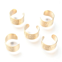 Golden 304 Stainless Steel Ear Cuff Findings, with Hole and Word Cross, Golden, 12x7mm, Hole: 1mm