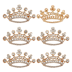 Light Gold 6 шт. брошь в виде короны из кристаллов и страз, Изысканная булавка на лацкан со стразами из сплава для платьев-рубашек, золотой свет, 28x50x9 мм