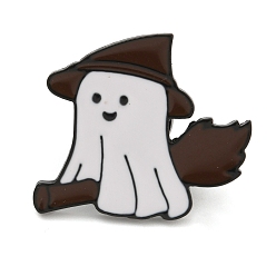 Ghost Эмалированные булавки на тему Хэллоуина, Значок из черного сплава для рюкзака для одежды, призрак, 22x25 мм