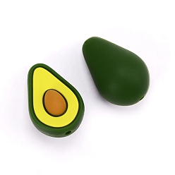 Avocado Мультяшные силиконовые фокусные бусины, темно-оливковый зеленый, авокадо, 26x18 мм