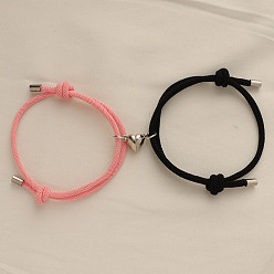 (52) Непрозрачная лаванда Магнитные плетеные браслеты из сплава в форме сердца для пары подруг, разноцветные, 5-1/2~10-1/4 дюйм (14~26 см)