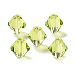 Желто-Зеленый К 9 стекло, имитация Австрийские кристаллические шарики, граненые, двухконусные, желто-зеленый, 6x6x6 мм, отверстие : 0.9 мм