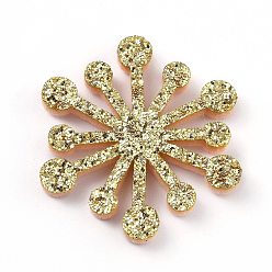 Dark Khaki Snowflake Felt Fabric Christmas Theme Decorate, with Glitter Gold Powder, for Kids DIY Hair Clips Make, Dark Khaki, 3.4x3x0.25cm