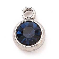 Монтана 304 прелести нержавеющей стали, с акриловыми стразами, очарование камня, граненые, плоско-круглые, цвет нержавеющей стали, Монтана, 8.2x6x3.5 мм, отверстие : 1.2 мм