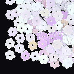 лаванда Аксессуары для орнаментов, пластиковые пайетки / блестки из пвх, цветок, лаванда, 6x7~7.5x0.4 мм, Отверстие : 1 мм , около 35000 шт / 500 г