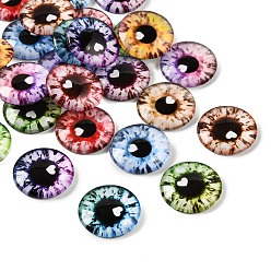 Mixed Color Printed Transparent Glass Cabochons, Half Round with Eye Pattern, Mixed Color, 20x5mm, about 100pcs/bag