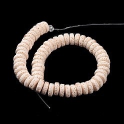 White Natural Lava Rock Beads Strands, Dyed, Flat Round/Disc, White, 8~8.5x3~4mm, Hole: 2mm, about 62 pcs/Strand, 7.87 inch(20 cm)