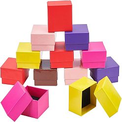 (52) Непрозрачная лаванда Картонные коробки для сережек, с черной губкой, для ювелирной подарочной упаковки, разноцветные, 5x5x3.4 см, 6 цветов, 4 шт / цвет, 24 шт