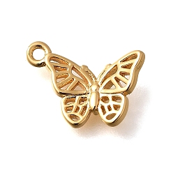 Настоящее золото 18K Латунные подвески, бабочки прелести, реальный 18 k позолоченный, 10x14x2 мм, отверстие : 1.2 мм