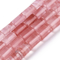 Cherry Quartz Glass Cherry Quartz Glass Beads Strands, Column, 12x8mm, Hole: 1.2mm, about 33pcs/strand, 15.63''(39.7cm)