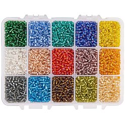 (52) Непрозрачная лаванда Бисер из стекла , серебряная линия круглое отверстие, круглые бусинки, разноцветные, 2 мм, отверстие: 1 мм, около 1500 шт / отсек