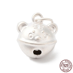 Silver 990 Sterling Silver Charms, Tiger Bell, with Jump Rings, Silver, 9x10x7mm, Hole: 3.5mm