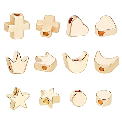 Золотой Латунные бусины и бусины из сплава, разнообразные, золотые, 120 шт / коробка