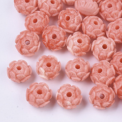 Light Coral Synthetic Coral Beads, Dyed, Two Tone, Lotus, Light Coral, 7~8x10.5mm, Hole: 1.8mm