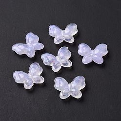 Lilac Opaque Acrylic Beads, Glitter Beads, Butterfly, Lilac, 17x20x5.5mm, Hole: 1.6mm, about 415pcs/500g