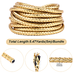 Золотистый 5 шнур из искусственной кожи, искусственная кожа, круглые, с пластиковыми бобин, золотые, 7 мм, около 109.36 ярдов (100 м) / комплект