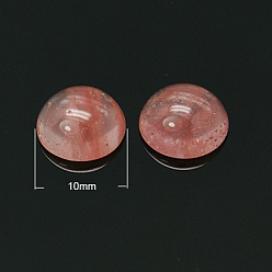 Стеклянный Камень Арбуза Вишневого кварцевого стекла кабошонов, круглые, розовые, 10x4.5 мм