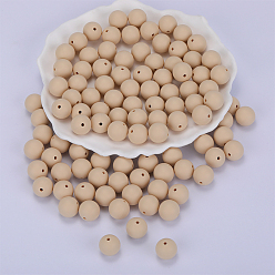 Wheat Round Silicone Focal Beads, Chewing Beads For Teethers, DIY Nursing Necklaces Making, Wheat, 15mm, Hole: 2mm