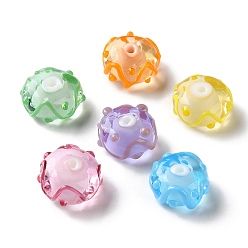 Разноцветный Ручной работы ухабистым Шарики Lampwork, форма колеса, красочный, 14x8 мм, отверстие : 1.8 мм
