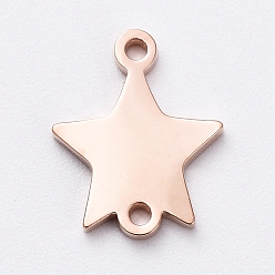 Розовое Золото Вакуумное покрытие pvd 304 соединители из нержавеющей стали для изготовления ювелирных изделий, ручная полировка, звезда, розовое золото , 10x8.5x1 мм, отверстие : 0.8 мм