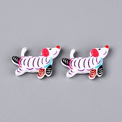 Разноцветный Печатные непрозрачные бусины из смолы, собака, красочный, 25.5x32.5x6.5 мм, отверстие : 1.4~1.5 мм