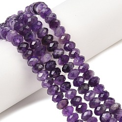 Аметист Природный аметист нитей бисера, рондель, граненые, 7.5~8.5x4.8~6 мм, отверстие : 1 мм, около 68~76 шт / нитка, 14.96~15.35'' (38~39 см)
