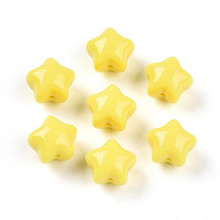 Желтый Непрозрачные акриловые бусины, звезда, желтые, 11.1x12.8x10.2 мм, отверстие : 1.6 мм, Около 682 шт / 500 г