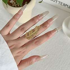 Лист 304 палец кольца из нержавеющей стали, золотые, лист, внутренний диаметр: регулируемый