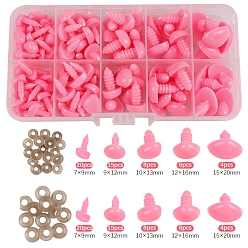 Pink Безопасные глазки для пластиковых кукол, мягкая игрушка глаз, для поделок куклы игрушки кукольные плюшевые животные изготовление, розовые, 128x68x22 мм, глаз: 106шт., прокладка: 106шт.