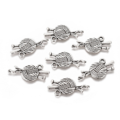 Античное Серебро Подвески в тибетском стиле , сплав, без кадмия, без никеля и без свинца, клубок нитей, античное серебро, 26x11x1.5 мм, отверстие : 2 мм, 735 шт / 1000 г