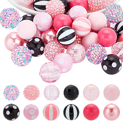 Pink 1 набор акриловых бусин набор, круглые, розовые, розовый: 19~20x18~19.5 мм, отверстие : 2~3 мм, 50 шт / комплект