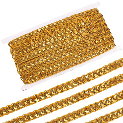 Золотистый Металлизированная кружевная отделка, полиэстеровая кружевная лента «сороконожка» с пайетками, для рукоделия шитья, аксессуары для одежды, золотые, 1/2 дюйм (12.5 мм), около 14.22 ярдов (13 м) / шт