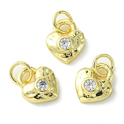 Настоящее золото 18K Стойка металлическая латунная микропрофилированная кубическая циркония подвески, с целью перехода в кольце, долговечный, без свинца и без кадмия, шарма сердца, реальный 18 k позолоченный, 9.5x8x3 мм