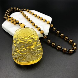 Желтый Стекло ожерелья шкентеля, религиозные темы, желтые, 25.20 дюйм (64 см)