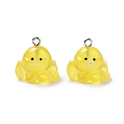 Золотистый Подвески из смолы, с железом найти, прелести осьминога, золотые, 18x18x14 мм, отверстие : 1.8 мм