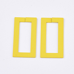 Yellow Spray Painted Wood Linking Rings, Quick Link Connectors, Rectangle, Yellow, 45x24x1.5mm, Inner Measure: 35x13mm