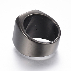 Gunmetal 304 Stainless Steel Signet Band Rings for Men, Wide Band Finger Rings, Rectangle, Gunmetal, Size 11, 21mm